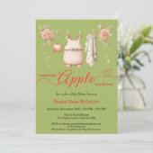 Invitation Douce petite pomme Baby Shower | Bébé rustique d'a (Debout devant)