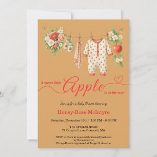 Invitation Douce petite pomme Baby Shower   Bébé rustique d'a