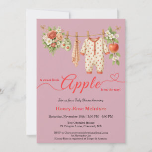 Invitation Douce petite pomme Baby Shower   Bébé Rustique d'A