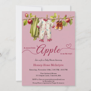 Invitation Douce petite pomme Baby Shower Bébé rustique d'a