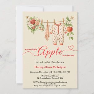Invitation Douce petite pomme Baby Shower Bébé rustique d'a