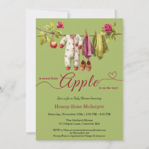 Invitation Douce petite pomme Baby Shower Bébé Rustique d'A