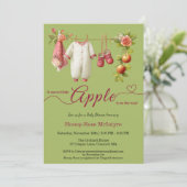 Invitation Douce petite pomme Baby Shower | Bébé rustique d'a (Debout devant)