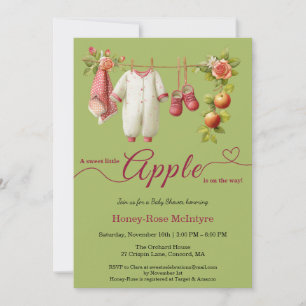 Invitation Douce petite pomme Baby Shower Bébé rustique d'a