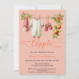 Invitation Douce petite pomme Baby Shower Bébé Rustique d'A
