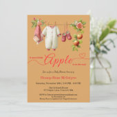 Invitation Douce petite pomme Baby Shower | Bébé rustique d'a (Debout devant)