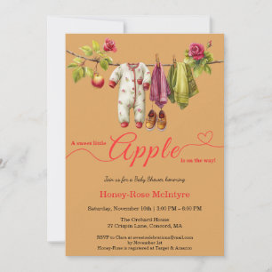 Invitation Douce petite pomme Baby Shower Bébé rustique d'a