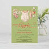 Invitation Douce petite pomme Shower de bébé | Bébé rustique (Debout devant)