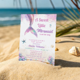 Invitation Douce petite sirène fille de l'océan pastel