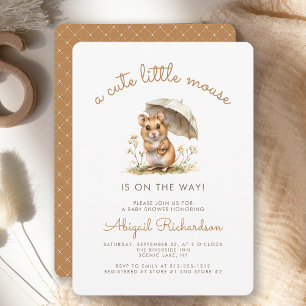 Invitation Douce Petite Souris Baby Shower Neutre
