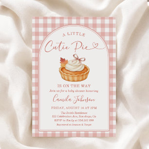 Invitation Douce petite tarte rose Gingham Baby Shower d'auto