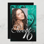 Invitation Douce photo de 16 Anniversaires (Devant / Derrière)