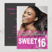 Invitation  Douce photo de 16 Anniversaires (Devant / Derrière)