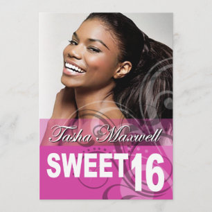 Invitation Douce photo de 16 Anniversaires