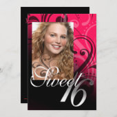 Invitation Douce photo de 16 Anniversaires (Devant / Derrière)