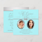 Invitation Douce Photo Quinceanera Bleu Teal (Devant / Derrière)