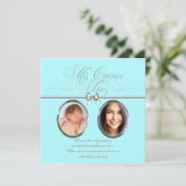 Invitation Douce Photo Quinceanera Bleu Teal (Debout devant)