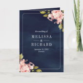 Invitation Douce Pivoine Rose Clair Pot Mason Code QR Marine (Devant)