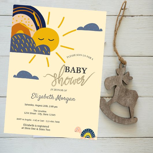 Invitation Douce Pluie d'Arc-en-Ciel Bébé Shower Escargot