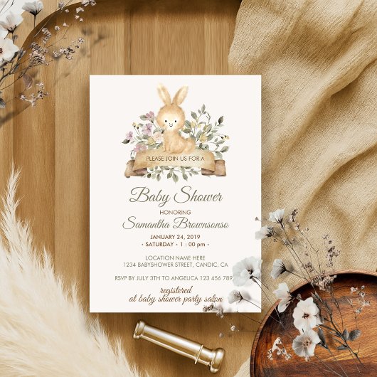 Invitation Douce pluie de rubans botaniques de lapin