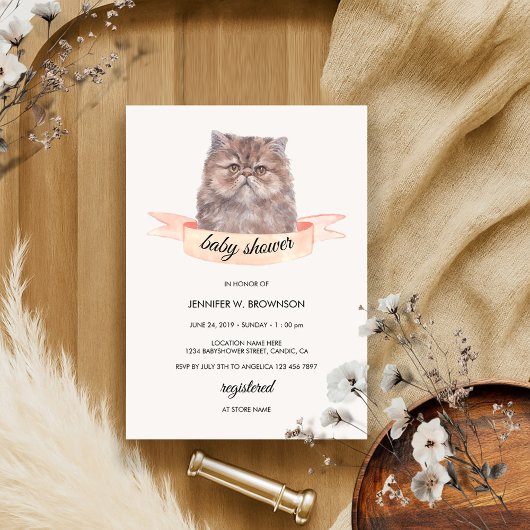 Invitation Douce pluie de rubans pour chat persan