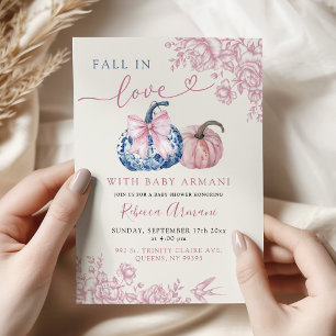 Invitation Douce Pluie Rose Bleu Chinoiserie Citrouille