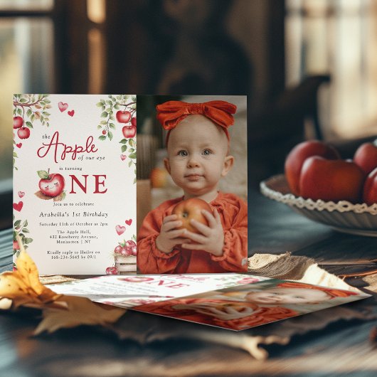 Invitation Douce Pomme De Nos Yeux |  Photo 1er Anniversaire
