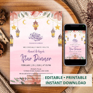 Invitation douce pour le Ramadan Iftar aux fleurs