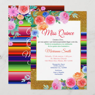 Invitation douce pour les 16 ans Floral rose Mexic