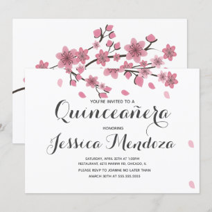 Invitation douce pour Quinceañera sous l'arbre fle