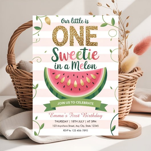 Invitation Douce première année dans un melon