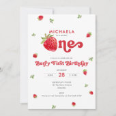 Invitation Douce Première Anniversaire de la Myrtille Gingham (Devant)