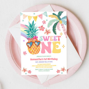 Invitation Douce première fête luau Pinaapple Eté 1er Anniver