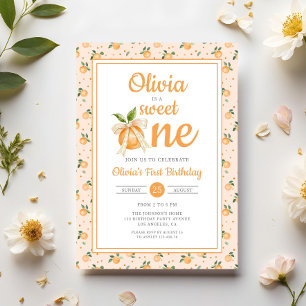 Invitation Douce Première Orange Citronnée 1er Anniversaire