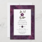 Invitation Douce Profonde Velours De Prune Florale Mariage (Devant)