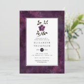 Invitation Douce Profonde Velours De Prune Florale Mariage (Debout devant)