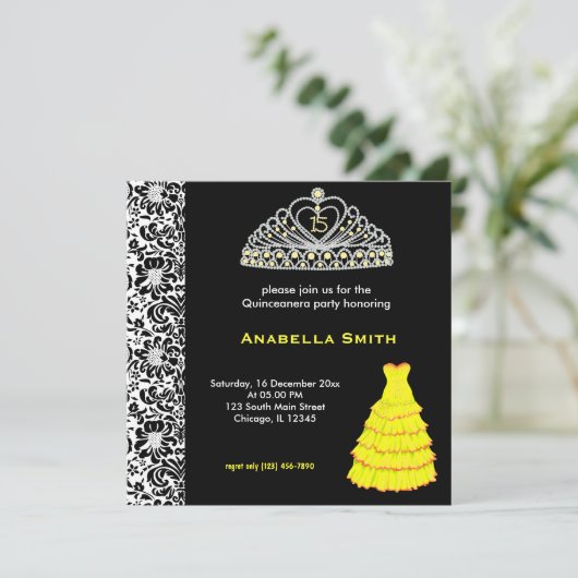 Invitation Douce Quinceanera (Debout devant)