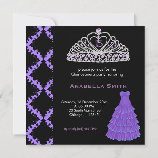 Invitation Douce Quinceanera (Devant)