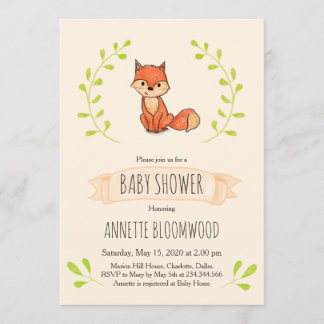 Invitation Douce Renarde Fête de Naissance en Forêt