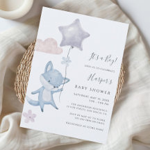 Douce Renarde Volant Ballon Bleu Garçon Baby Showe