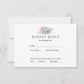 Invitation Douce Réponse de Mariage Rose Succulent Vert (Devant)