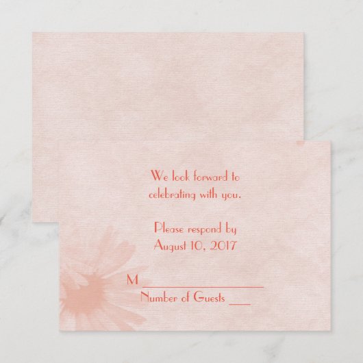 Invitation Douce Réponse RSVP Pêche Fleur (Devant / Derrière)