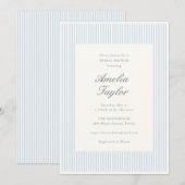 Invitation Douce Robe de Mariage Bleue Rayée Crème Classique (Devant / Derrière)