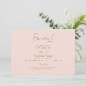 Invitation Douce Robe de Mariée Rose et Texte Doré (Debout devant)
