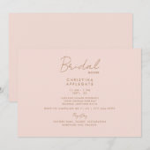 Invitation Douce Robe de Mariée Rose et Texte Doré (Devant / Derrière)