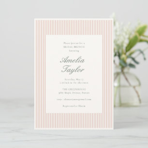 Invitation Douce Robe de Mariée Rose Pâle Rayure Crème Brunch