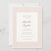 Invitation Douce Robe de Mariée Rose Pastel Rayure Crème Clas (Devant)