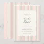 Invitation Douce Robe de Mariée Rose Pastel Rayure Crème Clas (Devant / Derrière)