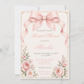 Invitation Douce Robe Rose Florale Coquette Mariage (Devant)