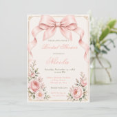 Invitation Douce Robe Rose Florale Coquette Mariage (Debout devant)